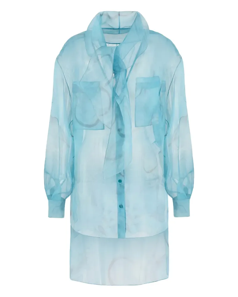 Giorgio Armani Seidenhemd mit Blumen-Print - Blau Blau