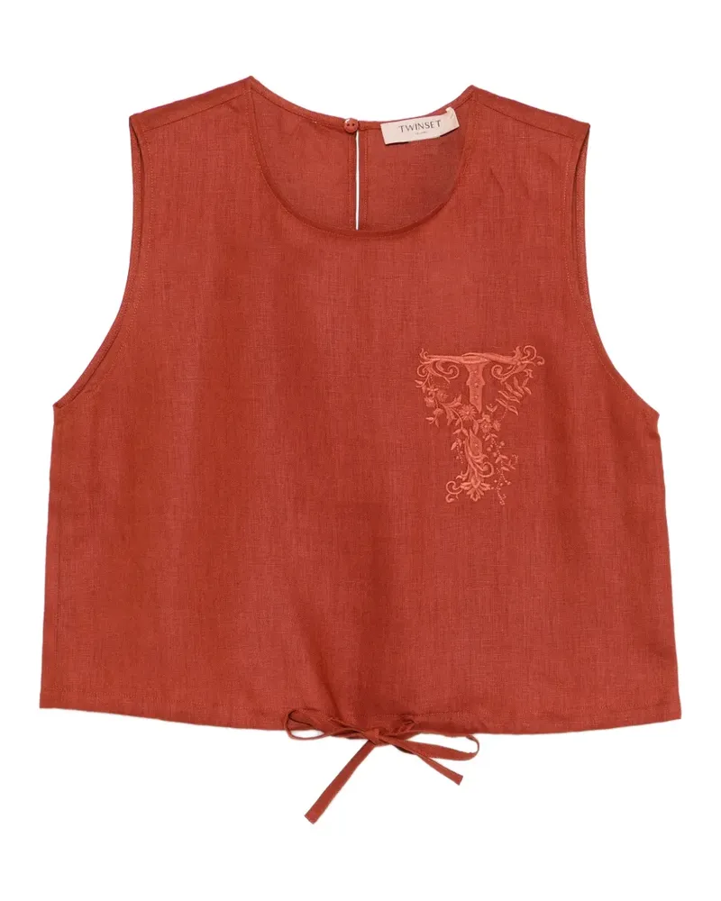 Twin-Set sleeveless embroidered crop top - Braun Braun