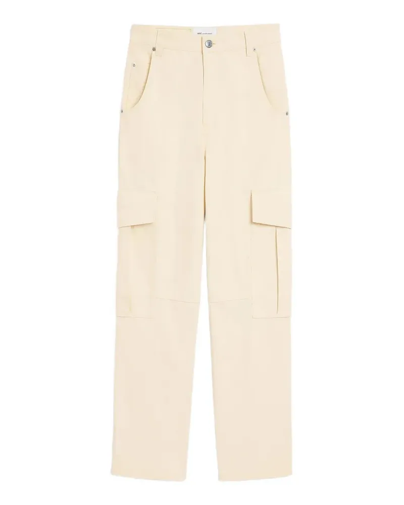 AMI Paris white baggy-fit cargo cotton trousers - Nude Nude