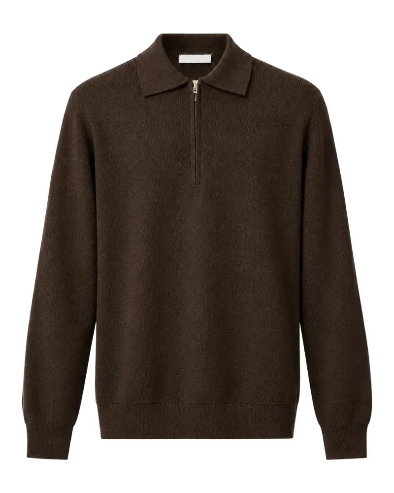 Diktat quarter-zip wool polo shirt - Braun Braun