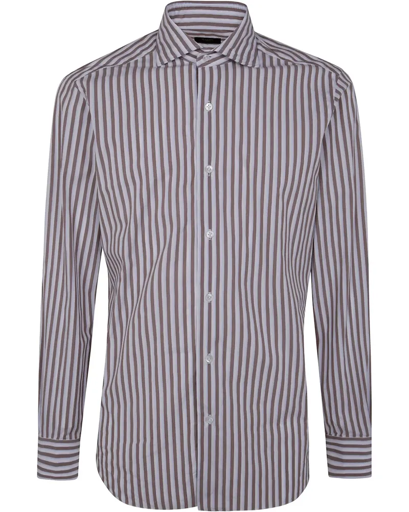 BARBA Gestreiftes Hemd - Braun Braun