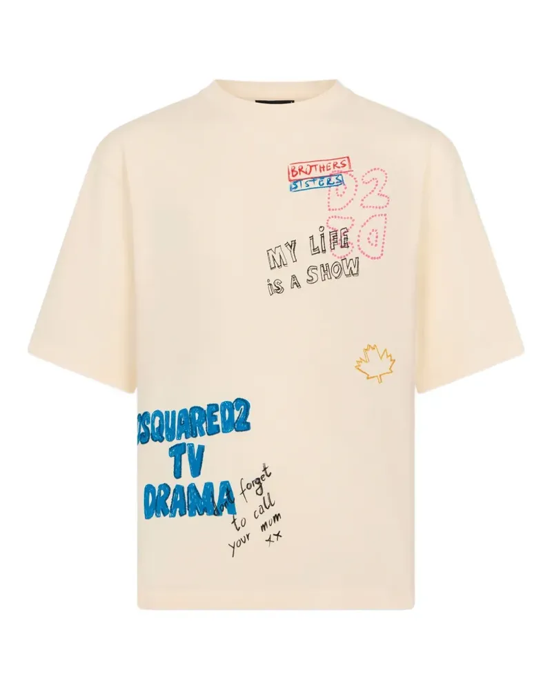 Dsquared2 D2 T-Shirt mit lockerem Schnitt - Nude Nude