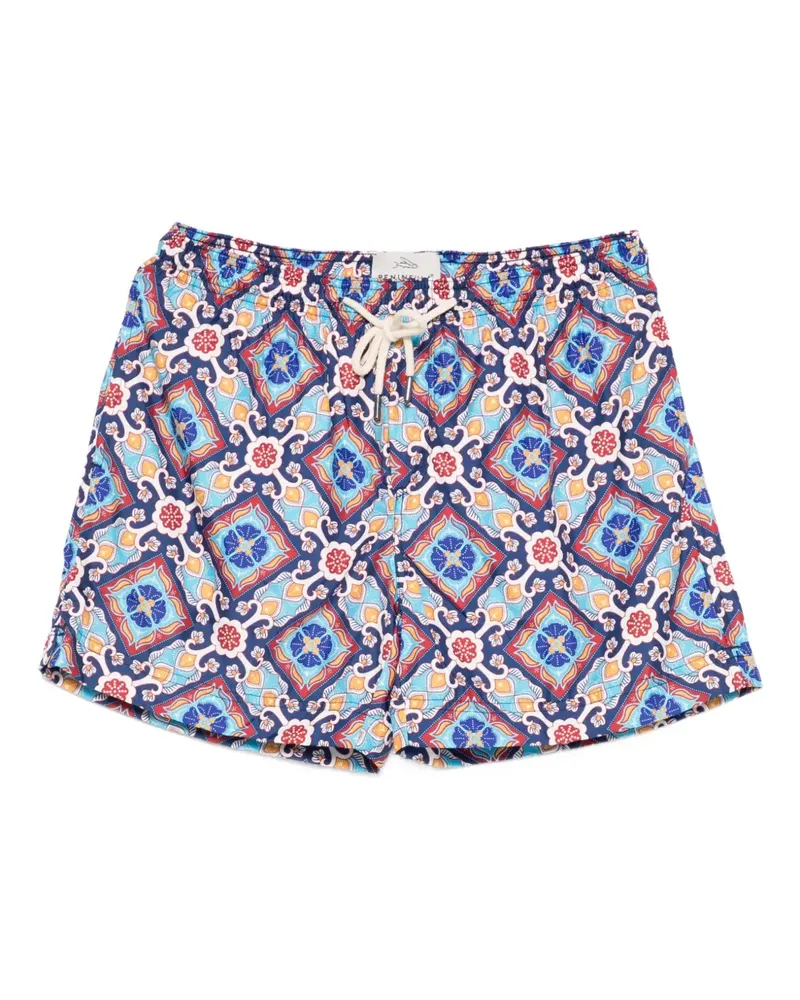 PENINSULA Gemusterte Badeshorts mit Kordelzug - Blau Blau