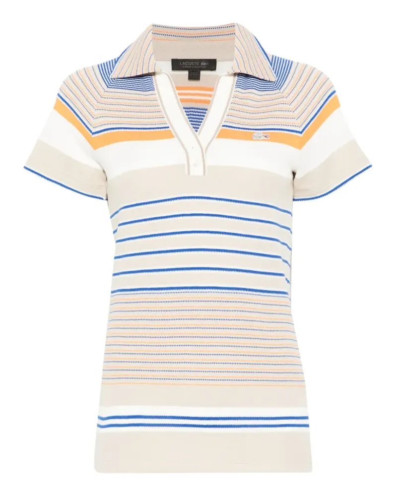 Lacoste striped collared polo top - Nude Nude