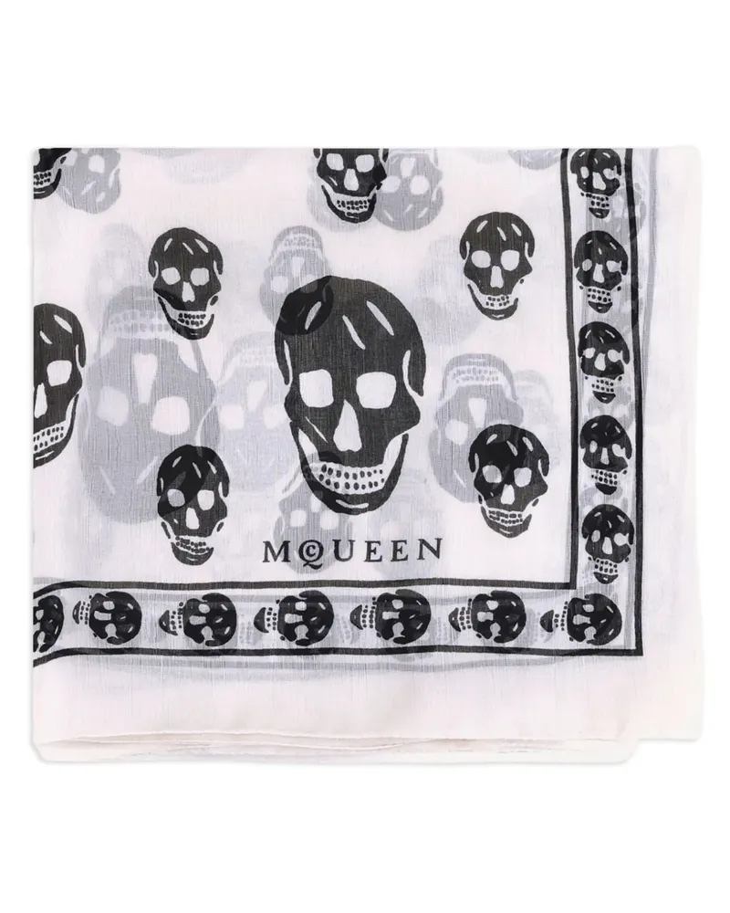 Alexander McQueen Seidenschal mit Totenkopf-Print - Weiß Weiß
