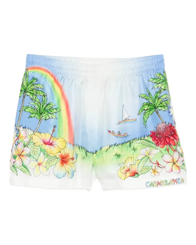 Casablanca Paris Aloha Shorts mit Print - Weiß Weiß
