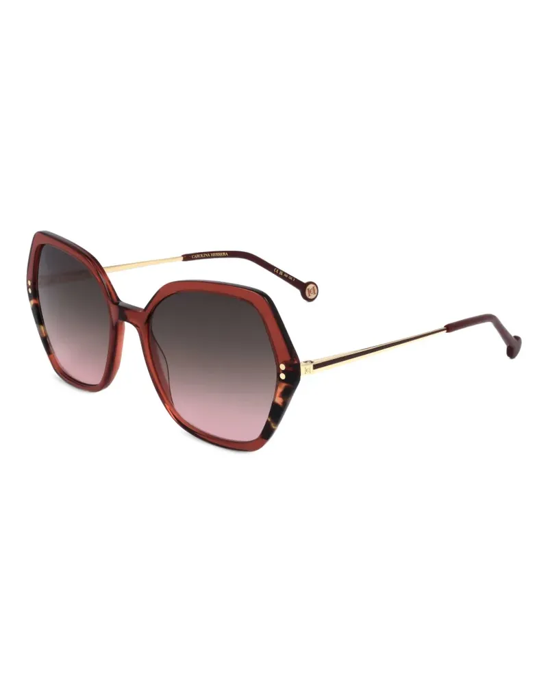 Carolina Herrera New York Sonnenbrille mit geometrischem Gestell - Rot Rot