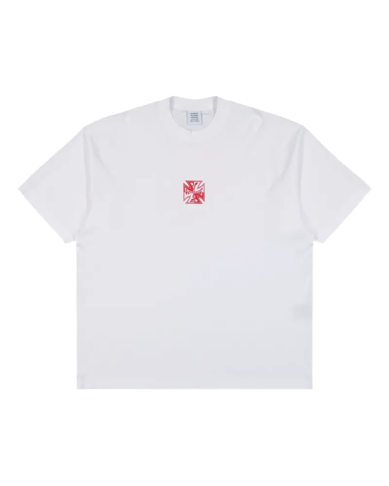 VETEMENTS double biker cross-logo T-shirt - Weiß Weiß