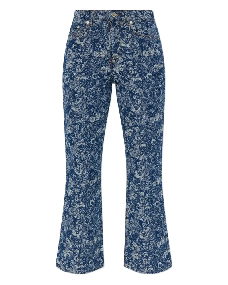 Ganni floral-jacquard jeans - Blau Blau