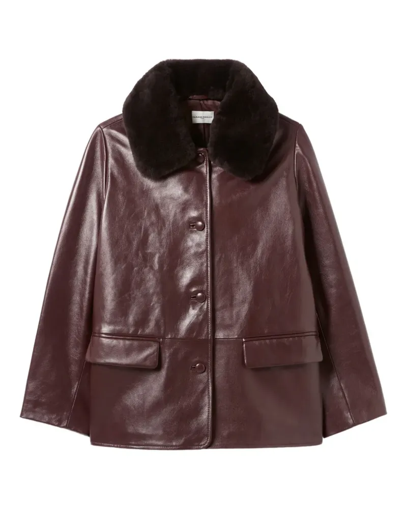 Claudie Pierlot Ledermantel mit Shearling-Kragen - Violett Violett