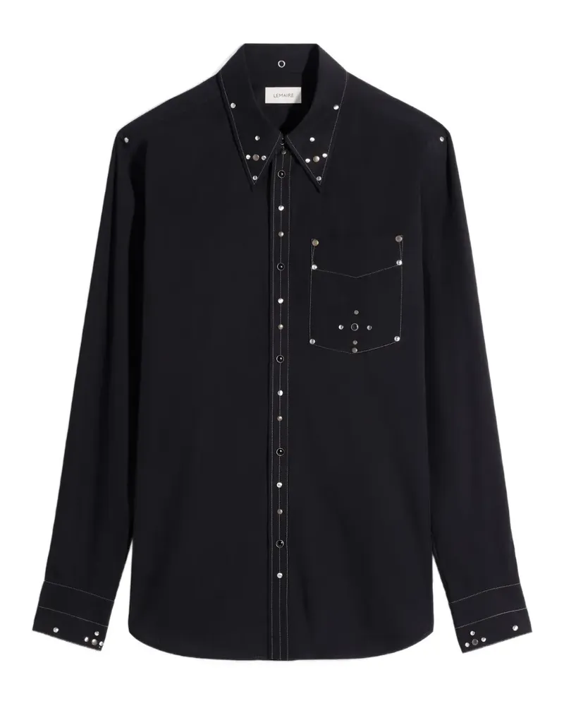 Christophe Lemaire Schmales Hemd mit Nieten - Schwarz Schwarz