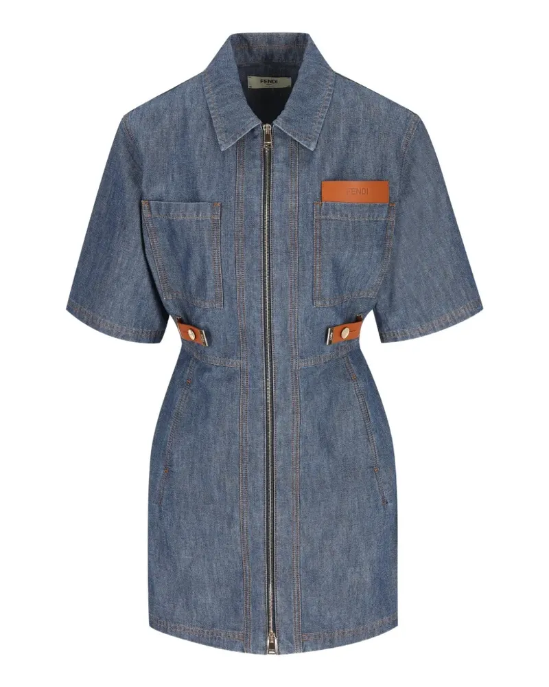 Fendi zip-up mini dress - Blau Blau