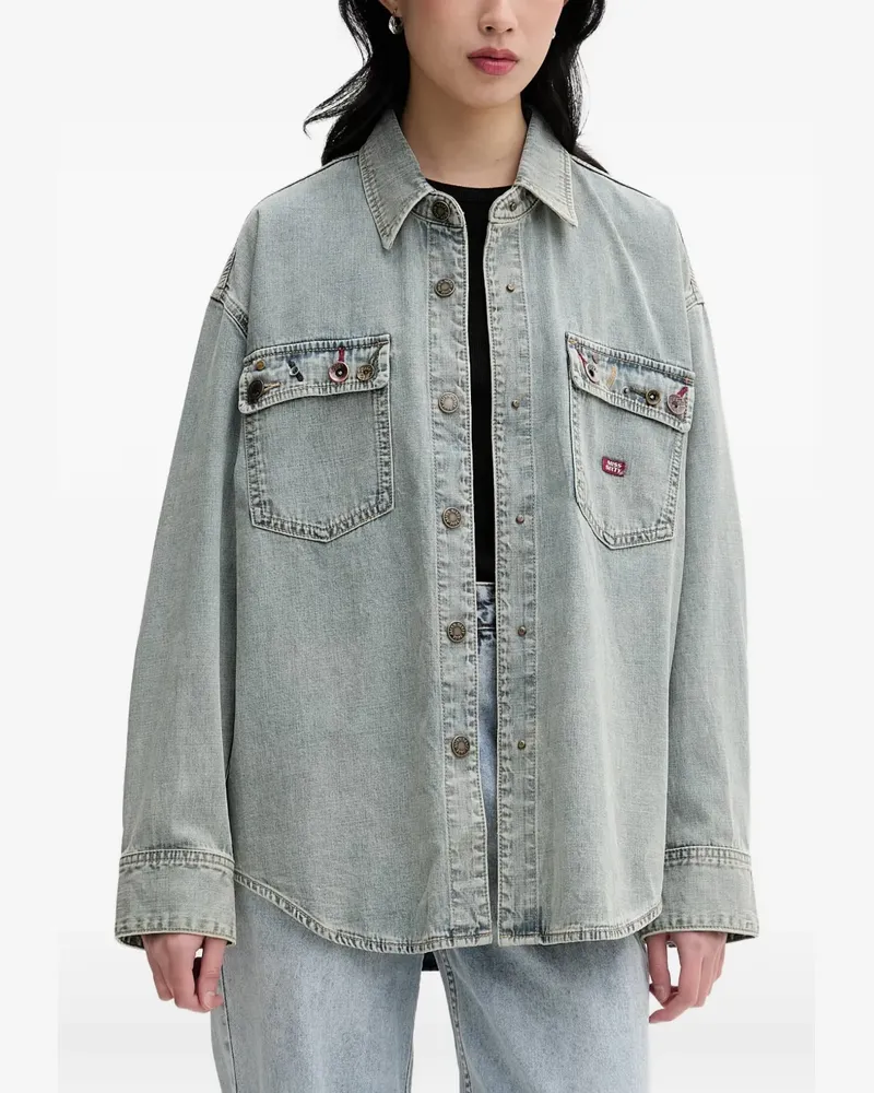 Miss Sixty embellished denim shirt jacket - Blau Blau