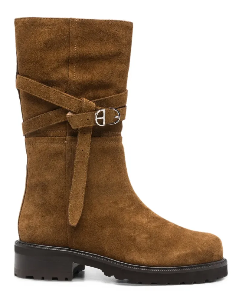 Twin-Set buckle-strap suede boots - Braun Braun