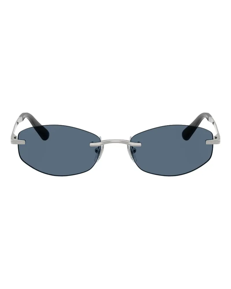 Versace Sonnenbrille mit ovalem Gestell - Silber Silber