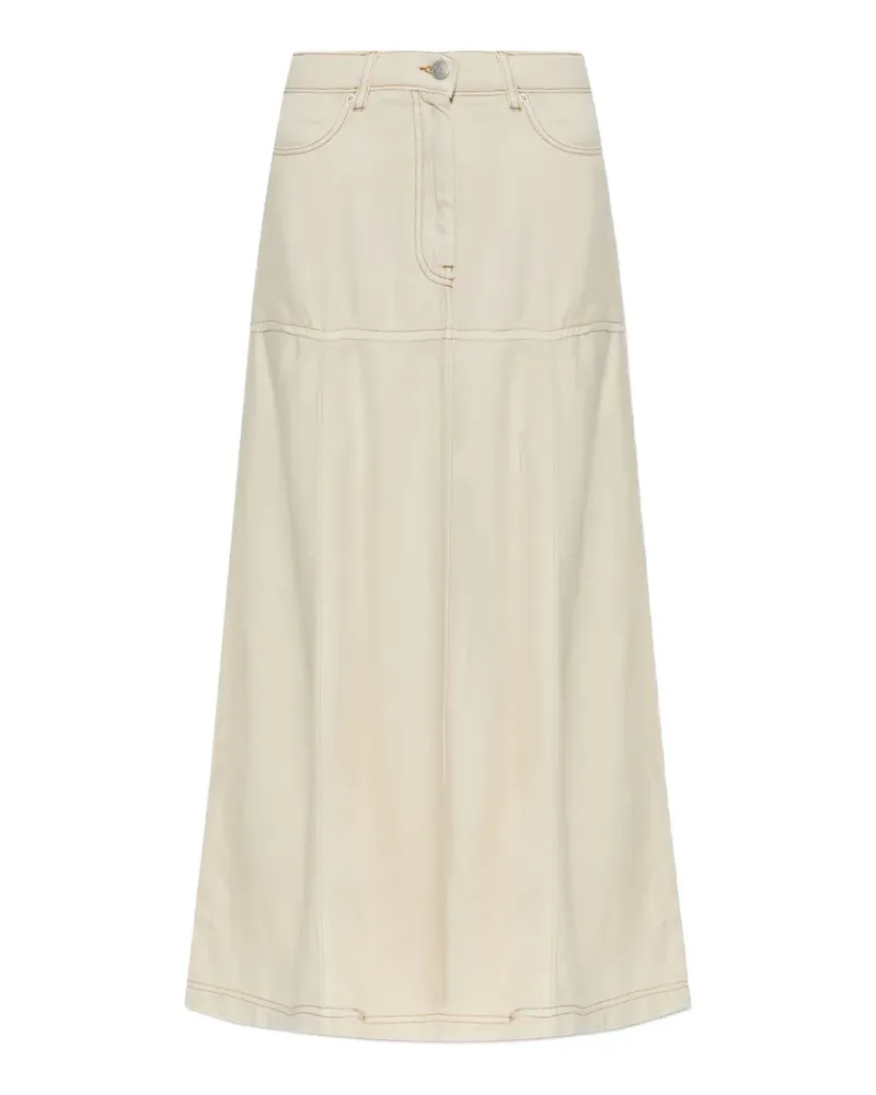 MUNTHE Tuxya contrast-stitch panelled maxi skirt - Nude Nude