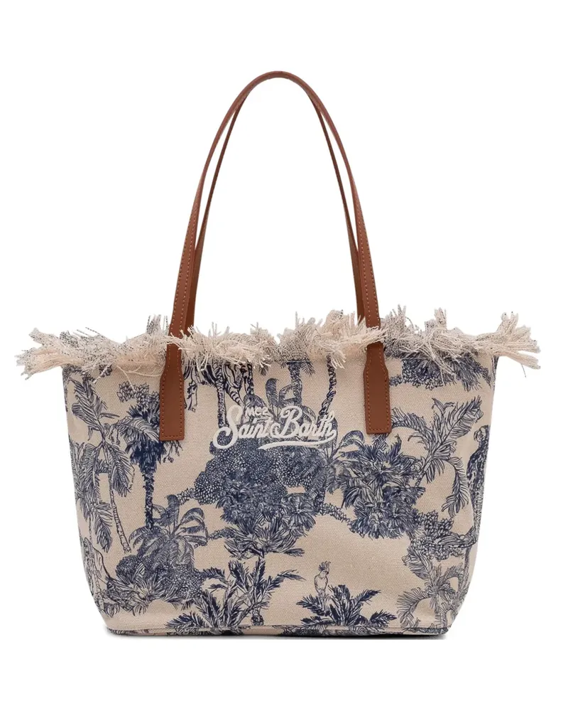 MC2 Saint Barth Ausgefranste Tote Bag mit Dschungelprint - Nude Nude
