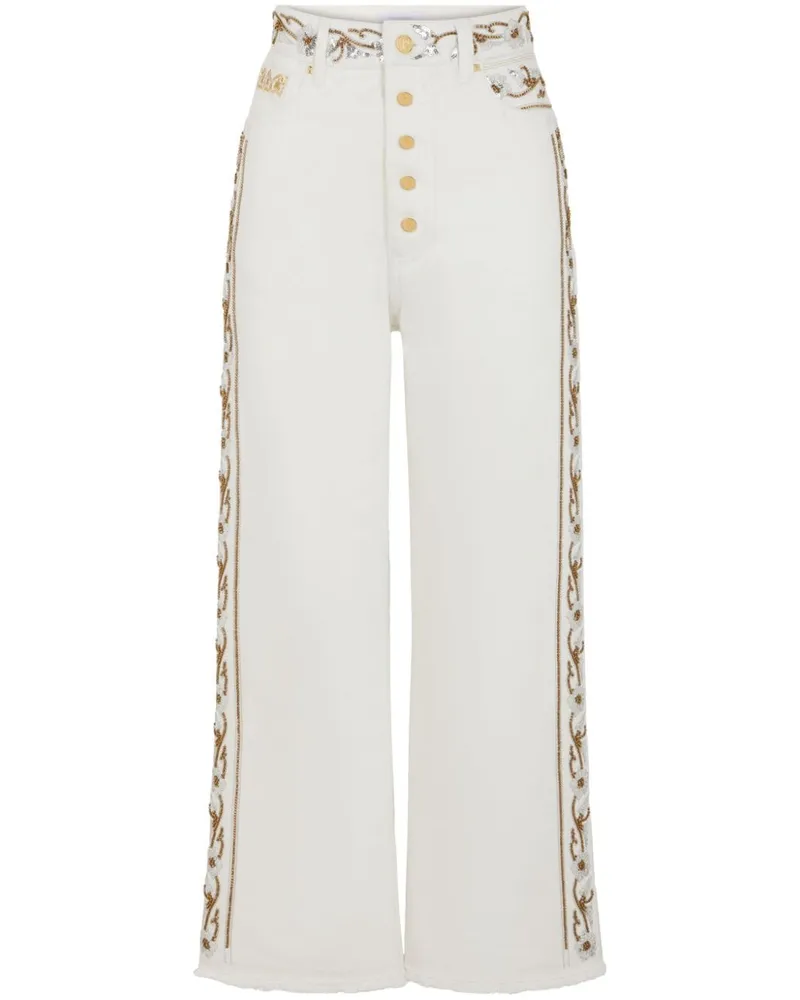 Paco Rabanne Bestickte Cropped-Jeans - Weiß Weiß