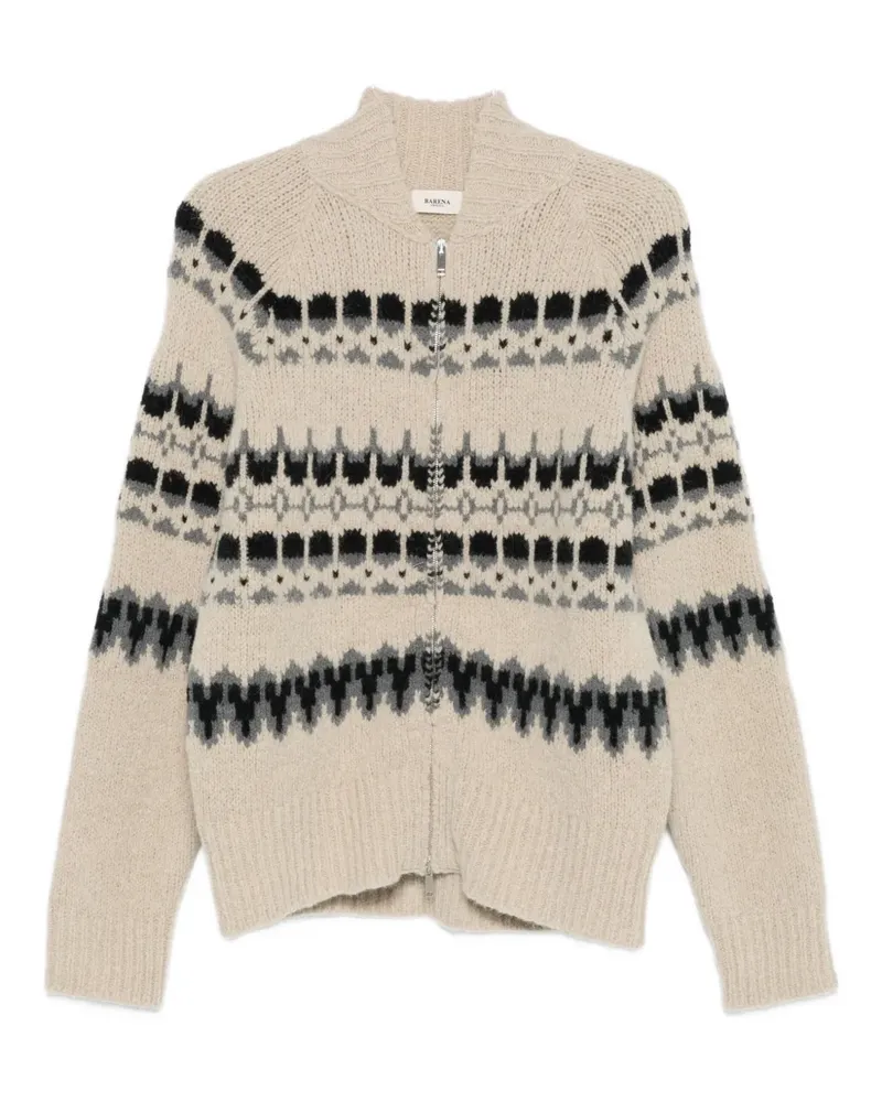 BARENA Gemusterter Cardigan mit Reißverschluss - Nude Nude