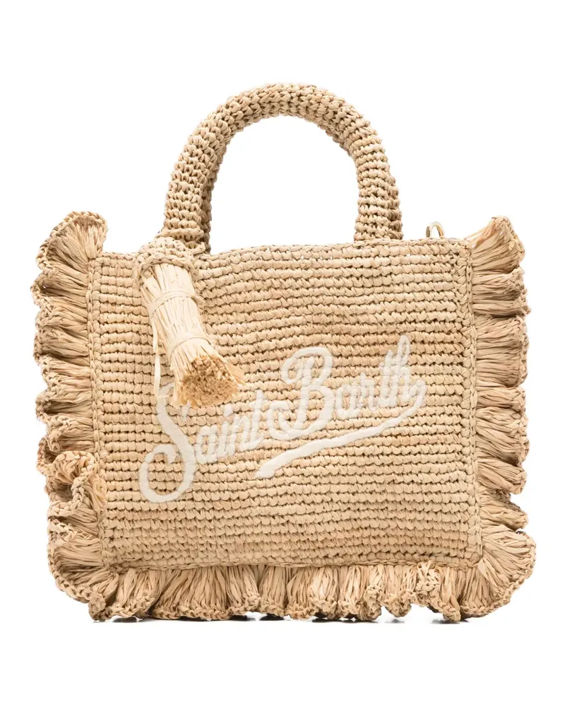 MC2 Saint Barth mini Volant ruffled-trim embroidered tote bag - Nude Nude
