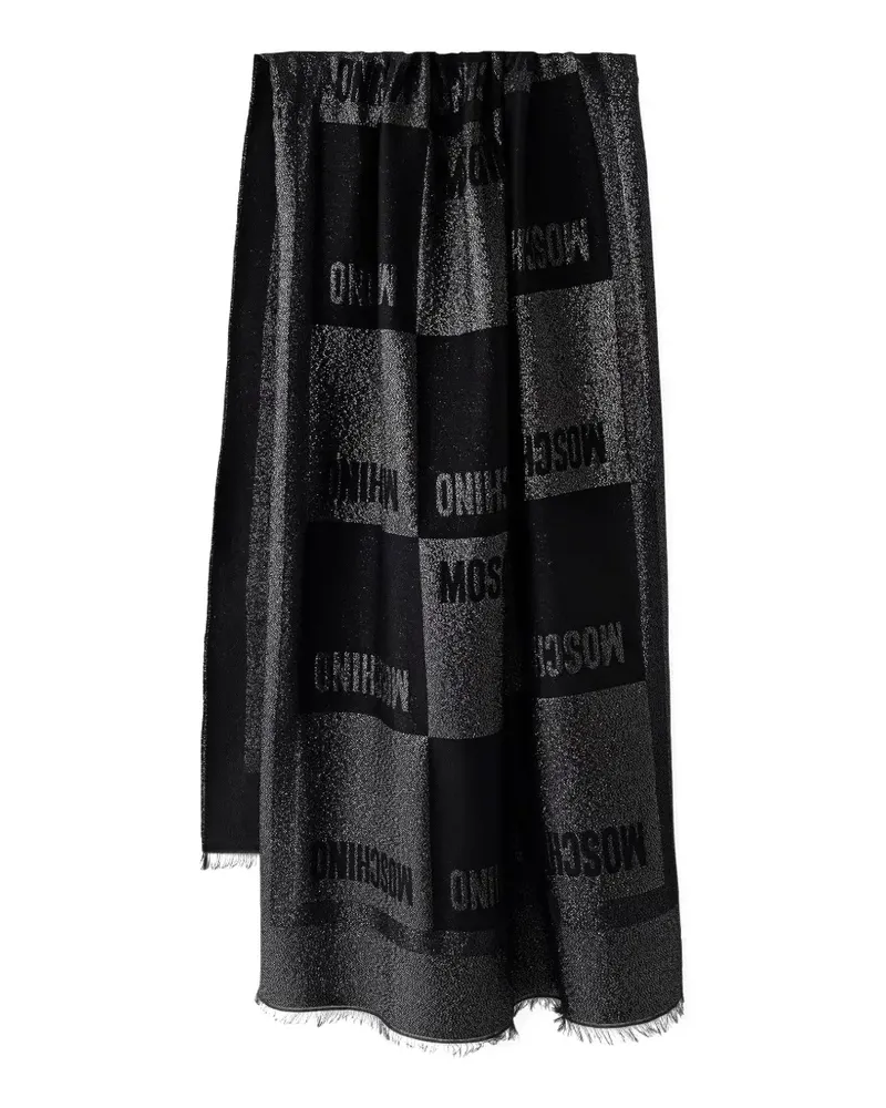 Moschino Schal im Metallic-Look mit Logo-Print - Schwarz Schwarz