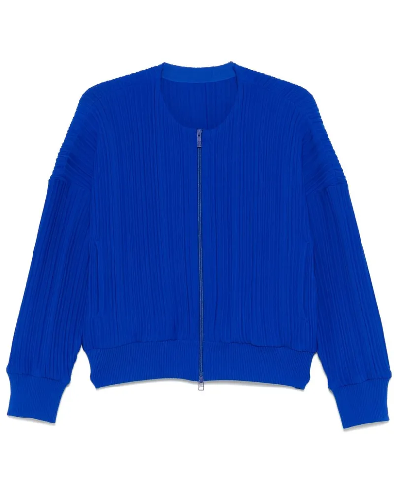 Issey Miyake Gestrickte Jacke aus Krepp - Blau Blau