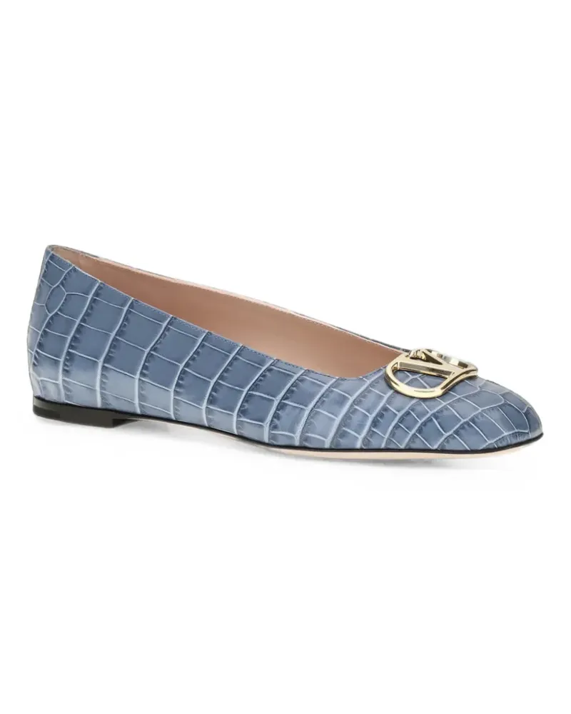 Valentino Garavani VLogo Signature Ballerinas mit Kroko-Optik - Blau Blau