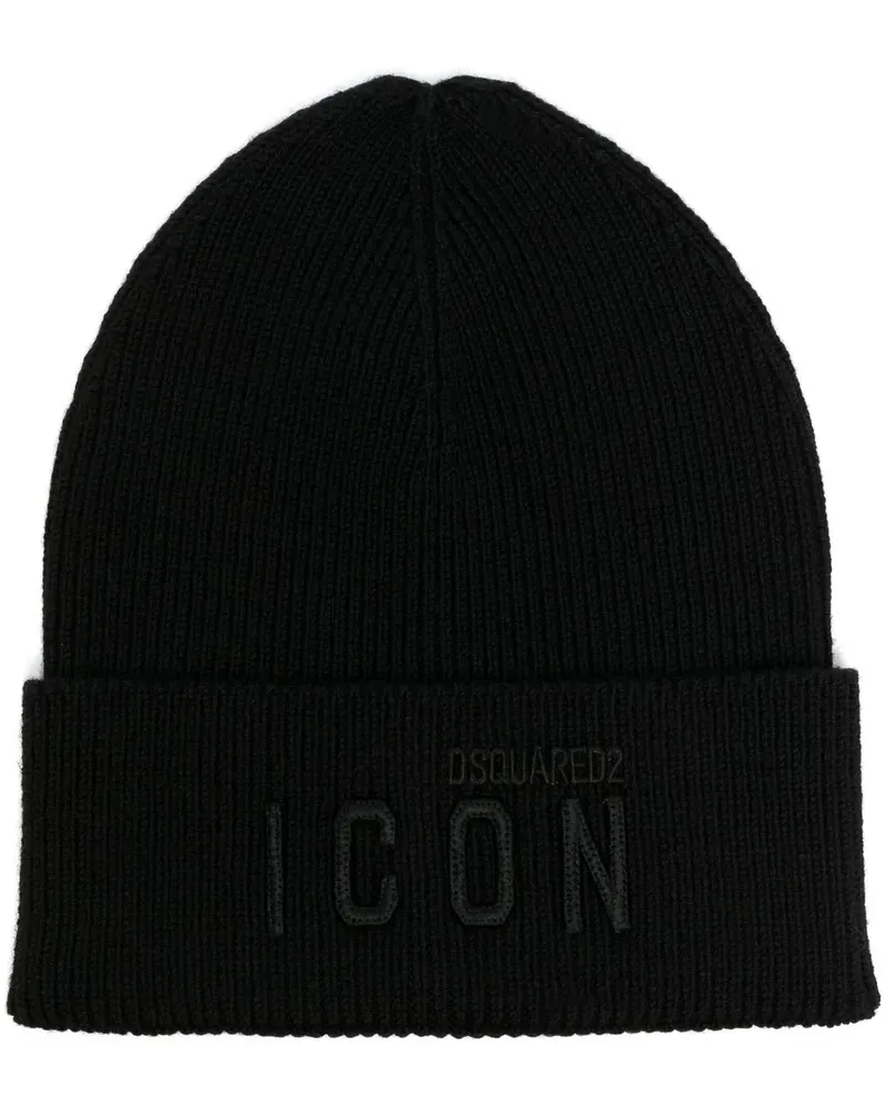 Dsquared2 Beanie mit Logo-Stickerei - Schwarz Schwarz