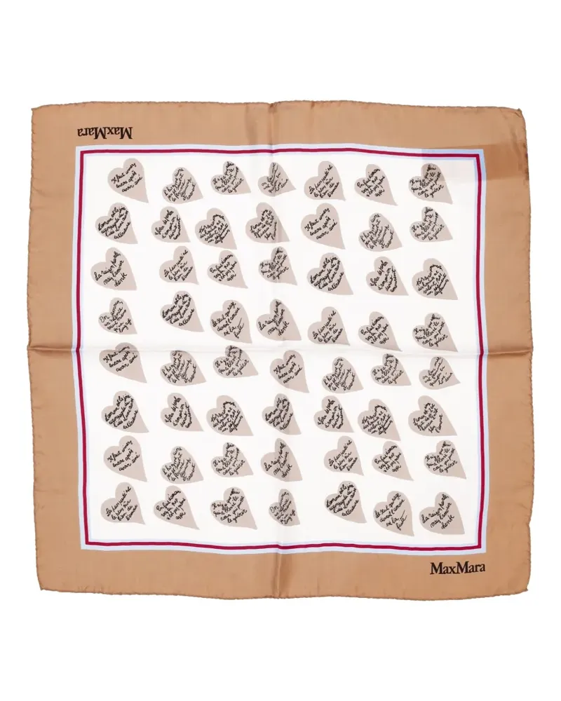 Max Mara Seidenschal mit Herzen - Nude Nude