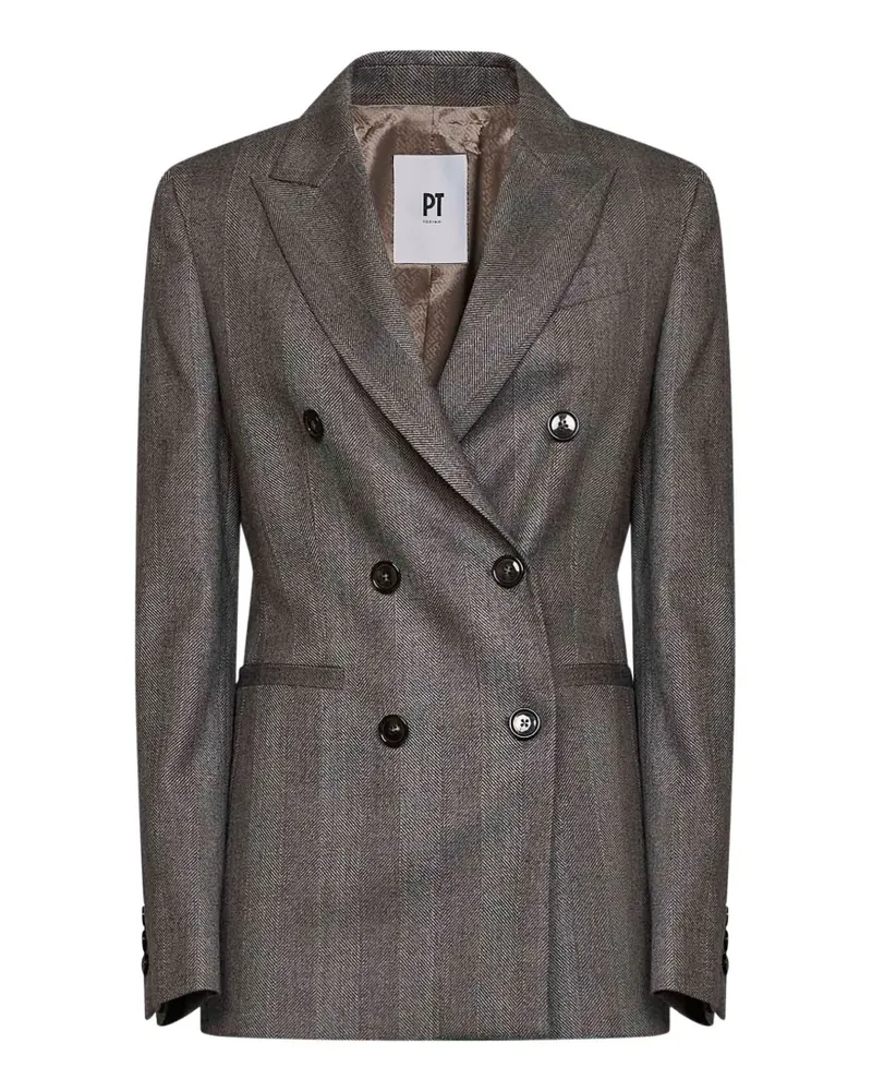 PT TORINO double-breasted herringbone blazer - Braun Braun