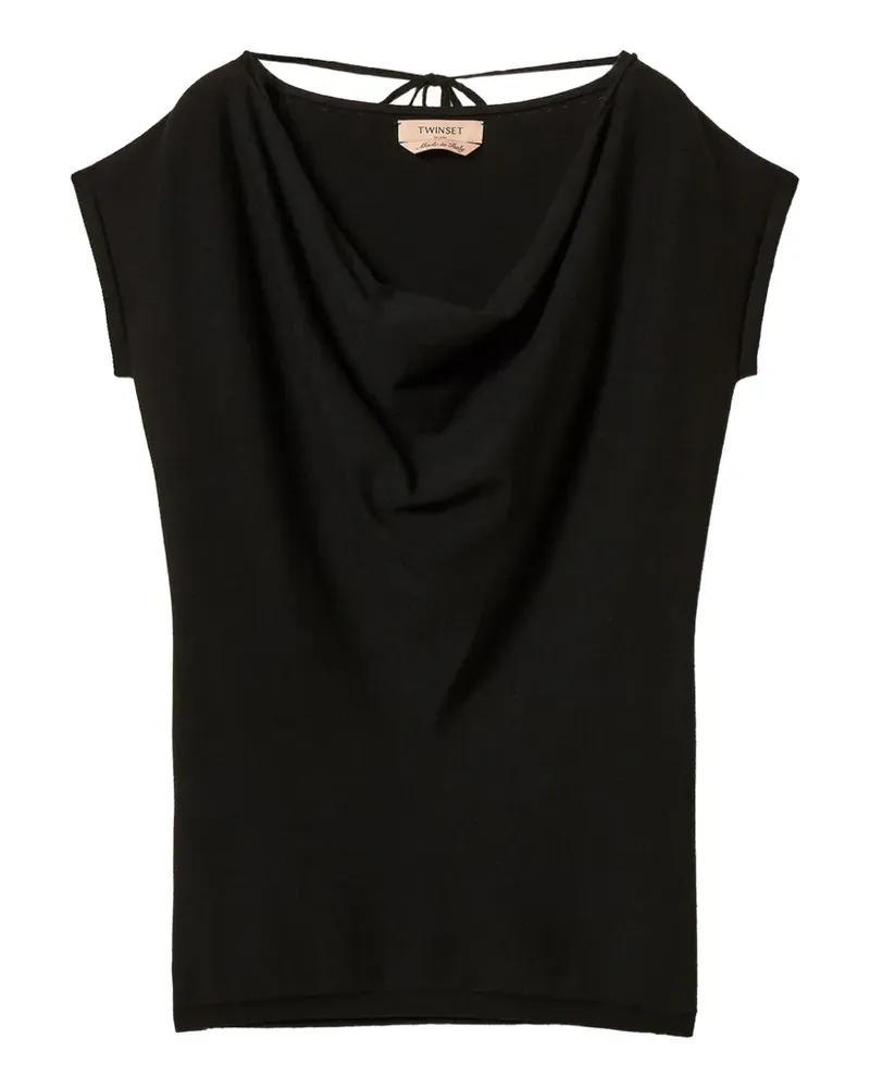 Twin-Set Maxi-Pullover mit Drapierung - Schwarz Schwarz