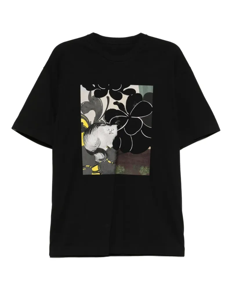 JNBY T-Shirt mit Katzen-Print - Schwarz Schwarz