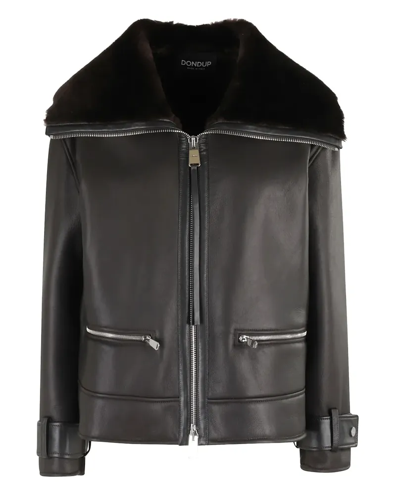 Dondup Lederjacke mit Shearling-Kragen - Schwarz Schwarz