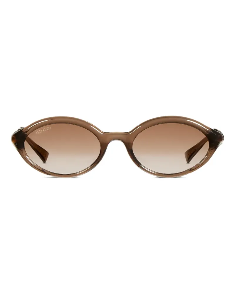Gucci Sonnenbrille mit ovalem Gestell - Braun Braun