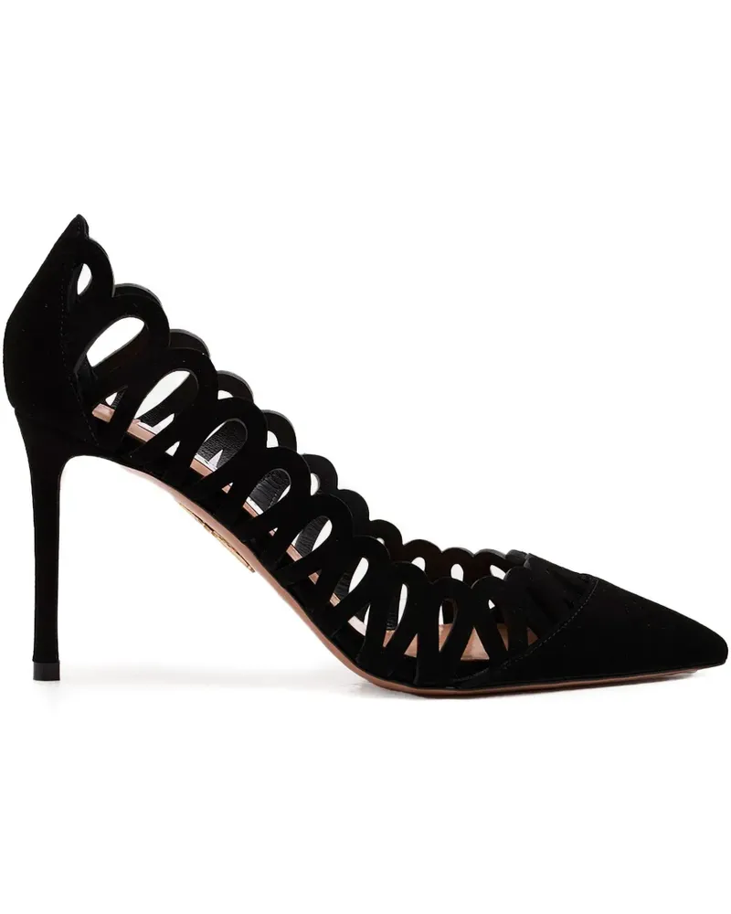 Aquazzura Peep Wildleder-Pumps mit Cut-Out 85mm - Schwarz Schwarz