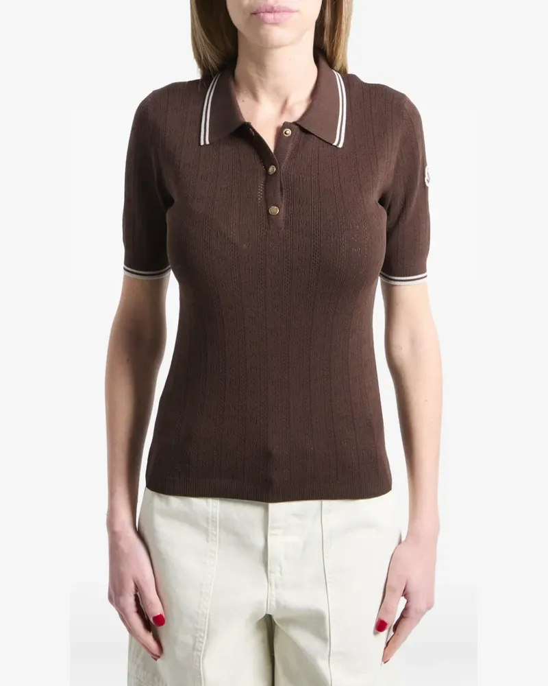 Moncler rhombus-pattern knitted polo shirt - Braun Braun