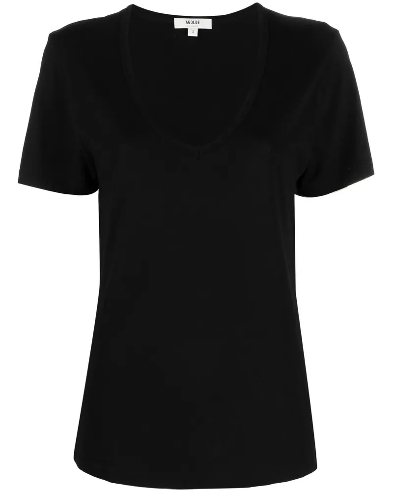 AGOLDE T-Shirt mit U-Ausschnitt - Schwarz Schwarz