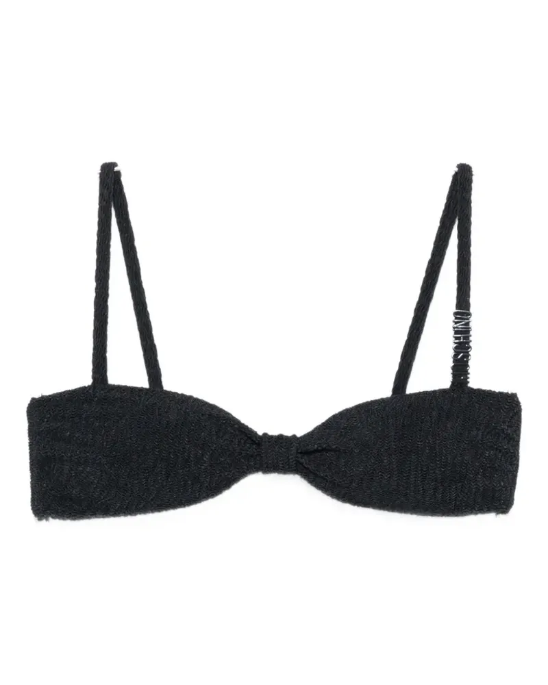 Moschino logo-detail crinkled bikini top - Schwarz Schwarz