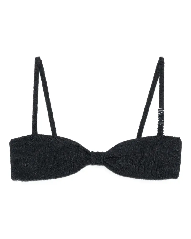 Moschino logo-detail crinkled bikini top - Schwarz Schwarz