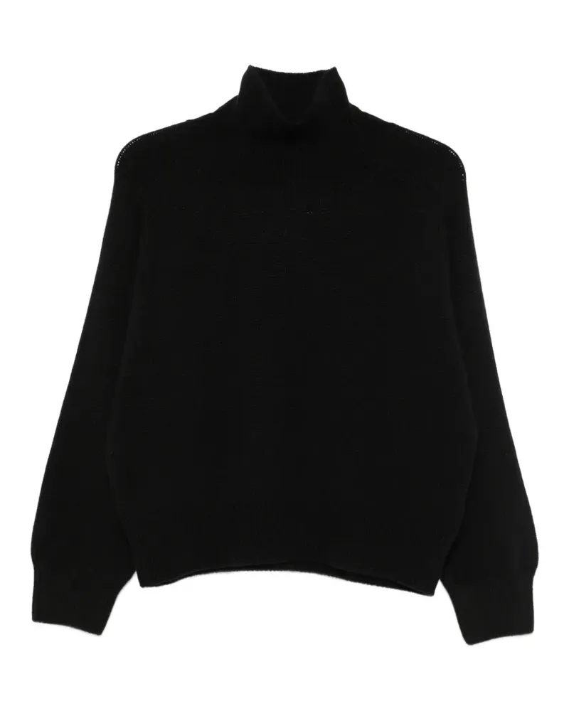 INCENTIVE! cashmere Gerippter Connie Pullover mit Stehkragen - Schwarz Schwarz