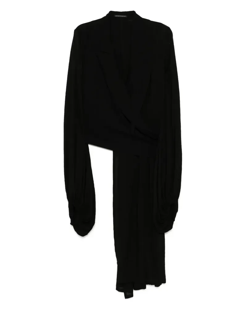 Yohji Yamamoto Gewickelter Blazer mit Ballonärmeln - Schwarz Schwarz