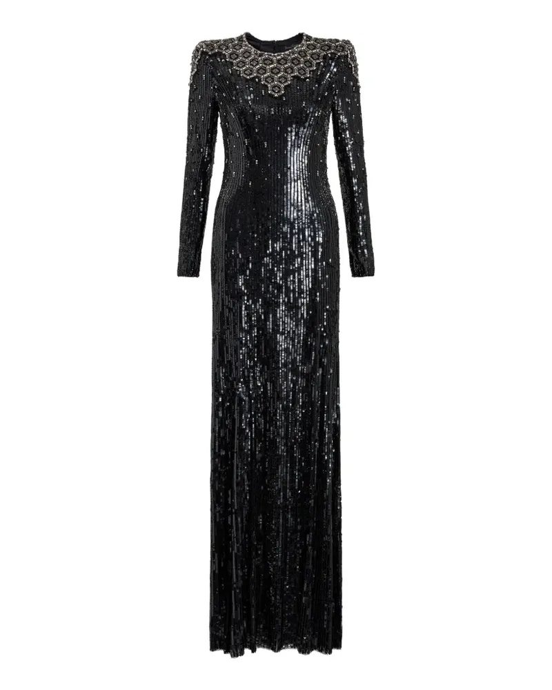 Jenny Packham sequin-embellished crystal-embroidery dress - Schwarz Schwarz