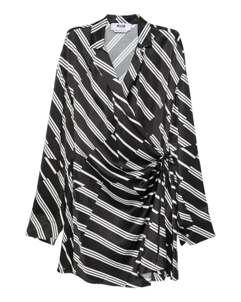 MSGM Gestreiftes Minikleid - Schwarz Schwarz