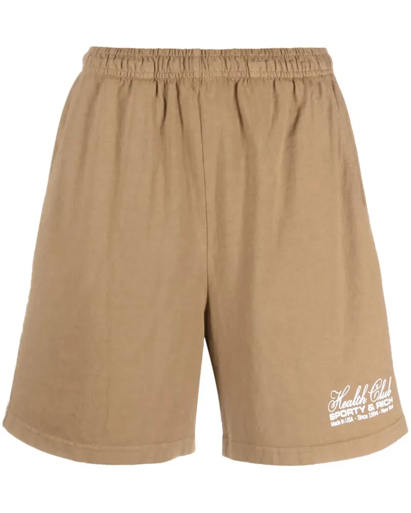 SPORTY & RICH Sport-Shorts mit Logo-Print - Braun Braun