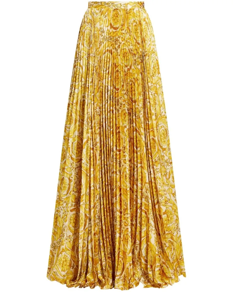Versace Faltenrock mit Barocco-Print - Gelb Gelb