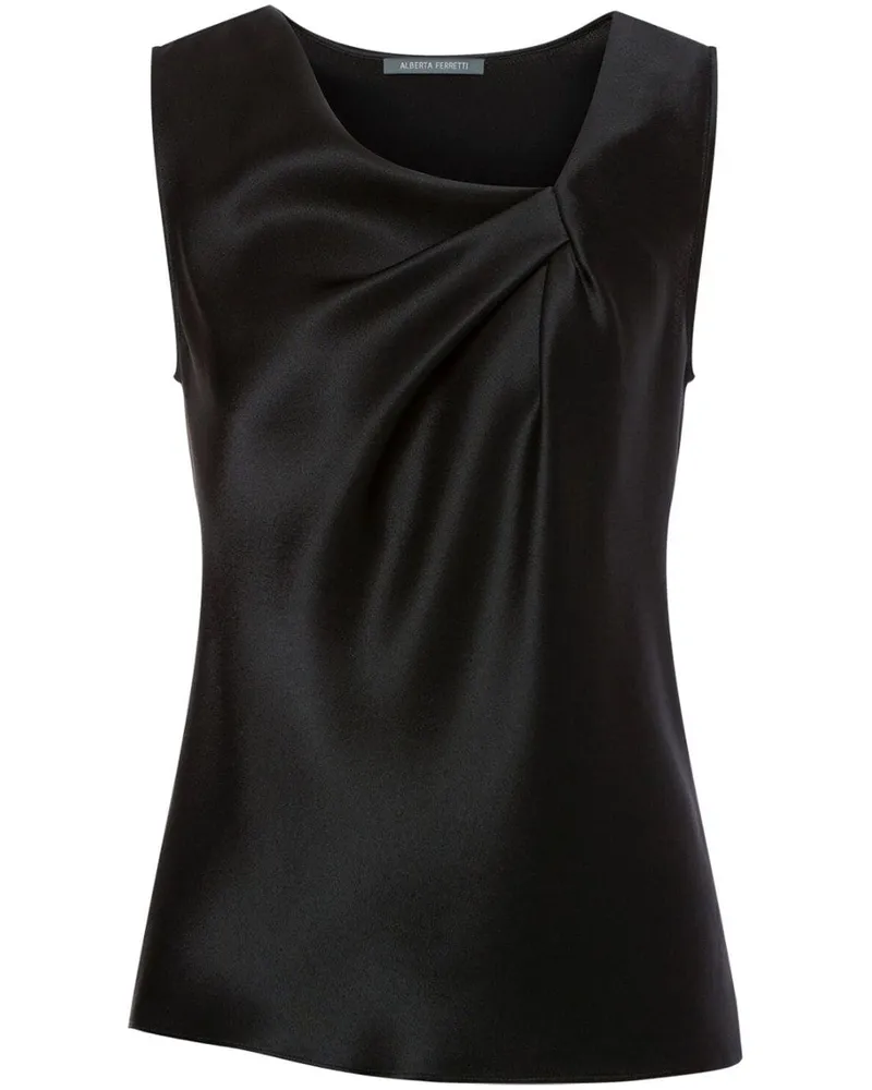 Alberta Ferretti Blusentop aus Satin - Schwarz Schwarz