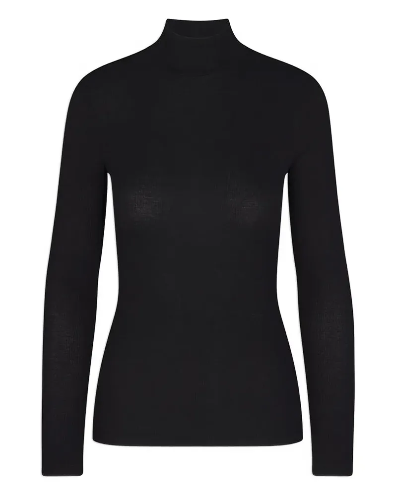 Frame Denim Geripptes Oberteil mit Stehkragen - Schwarz Schwarz