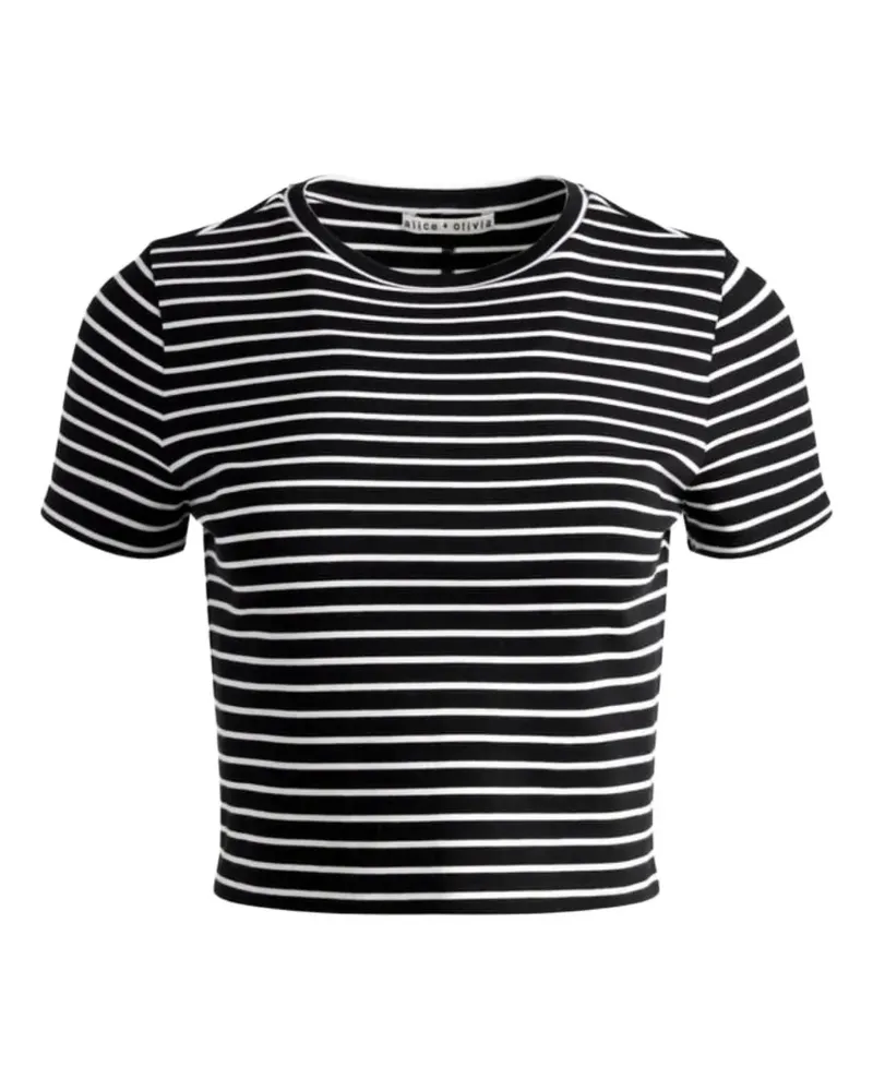Alice + Olivia Cindy striped cropped T-shirt - Schwarz Schwarz