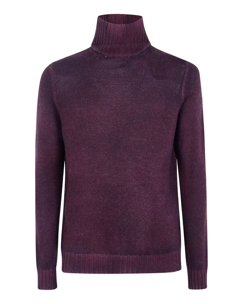 Avant Toi Stehkragen-Pullover mit geripptem Besatz - Violett Violett