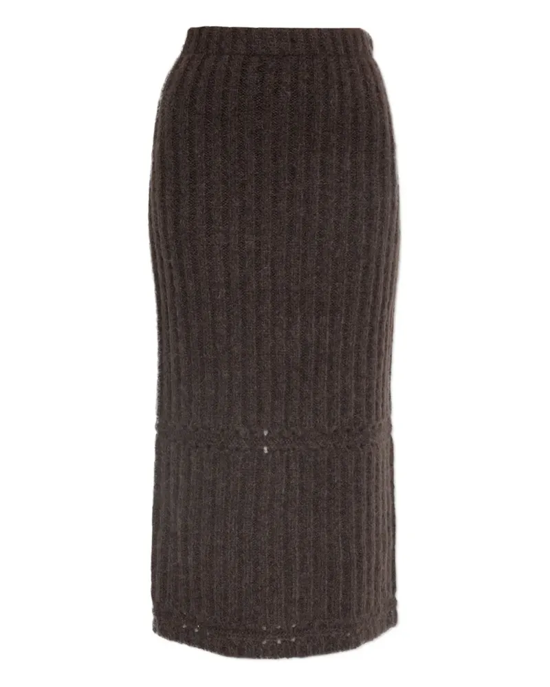 By Malene Birger ribbed-knit midi skirt - Braun Braun